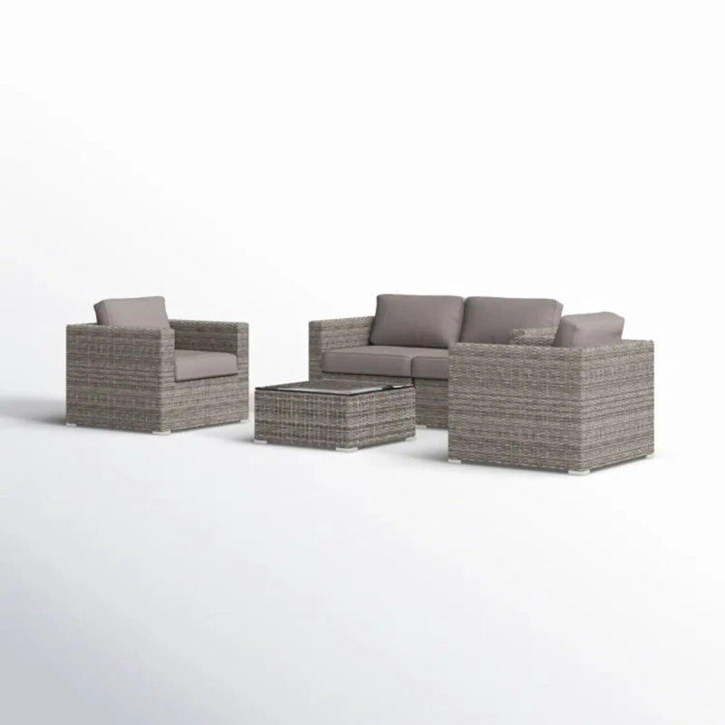 Wicker Seating Group Set With Table And Cushions by Unique Piece Furniture