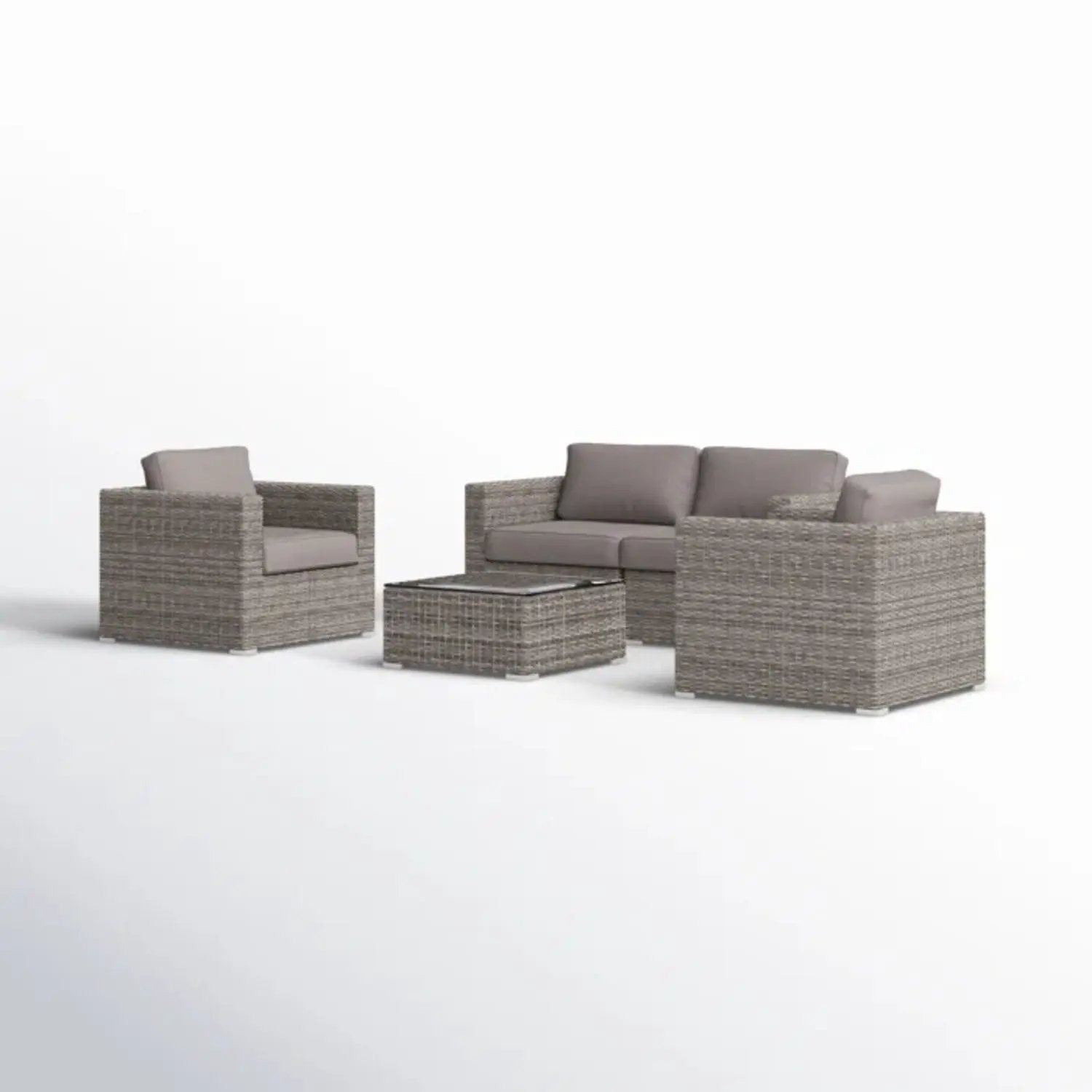Wicker Seating Group Set With Table And Cushions by HouseOfZazla