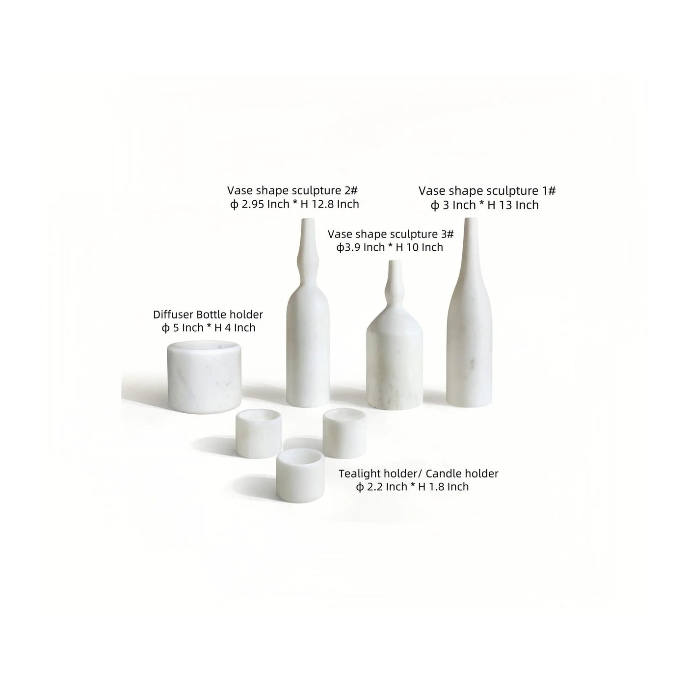 7 Pieces Luxury Natural Marble Living Room Accessories Set by Unique Piece Furniture