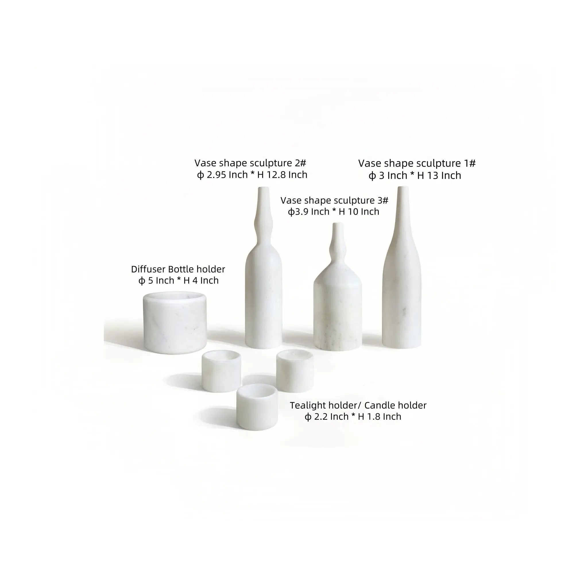 7 Pieces Luxury Natural Marble Living Room Accessories Set by Unique Piece Furniture