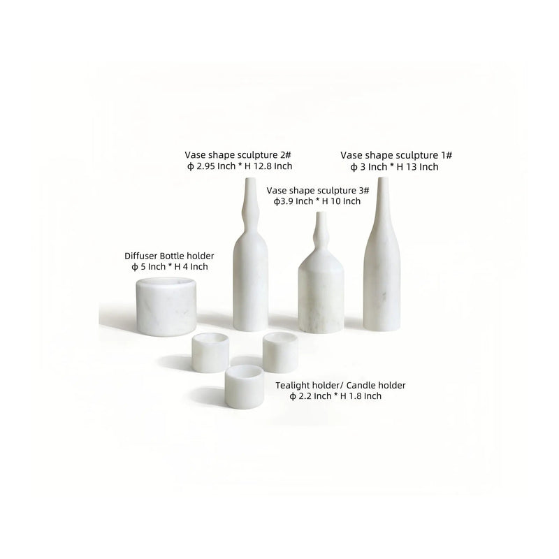 7 Pieces Luxury Natural Marble Living Room Accessories Set by Unique Piece Furniture