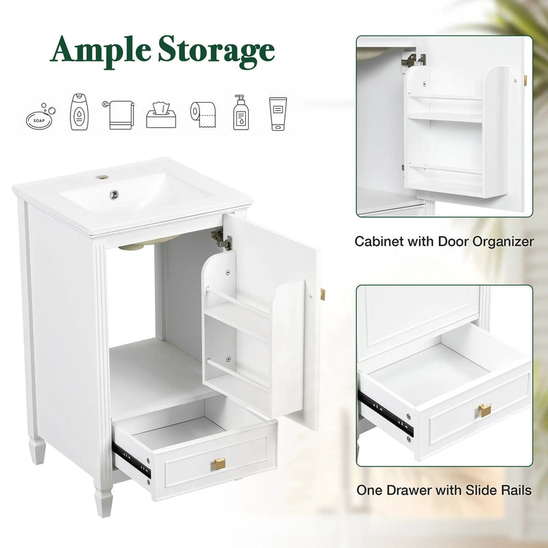 20" Bathroom Vanity with Ceramic Sink and Storage Cabinet by HouseOfZazla