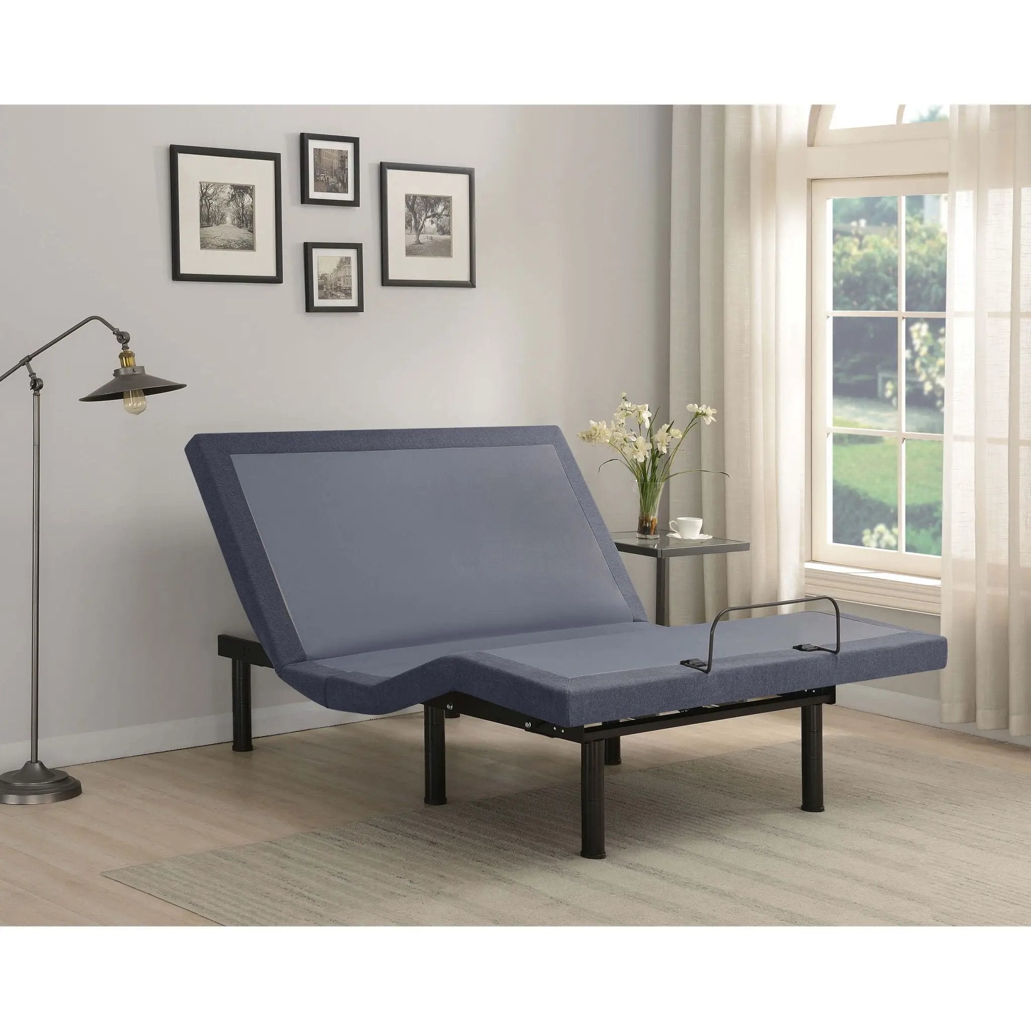 California King Adjustable Bed Base With Ergonomic Support And Wireless Remote Control - Black by HouseOfZazla