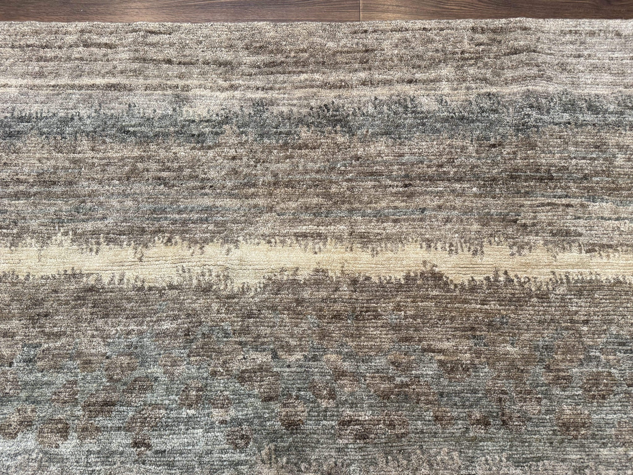 Modern Tibetan Wool Rug 8x10, Abstract, Contemporary, Handmade, Gray, Stripes by Jewel Rugs