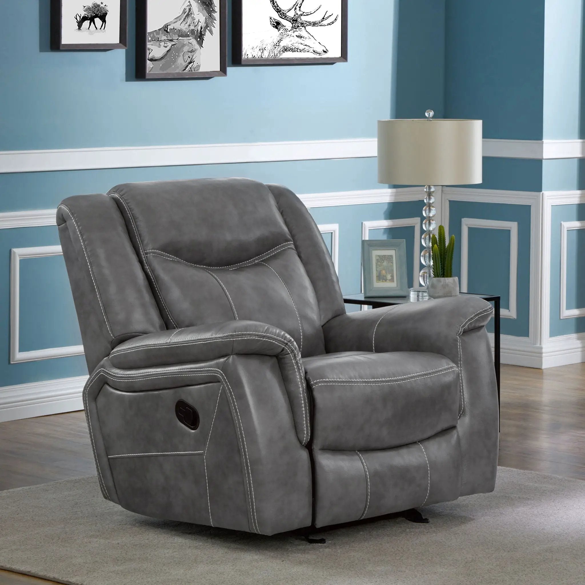 Encino - Upholstered Padded Arm Glider Recliner - Gray by Unique Piece Furniture