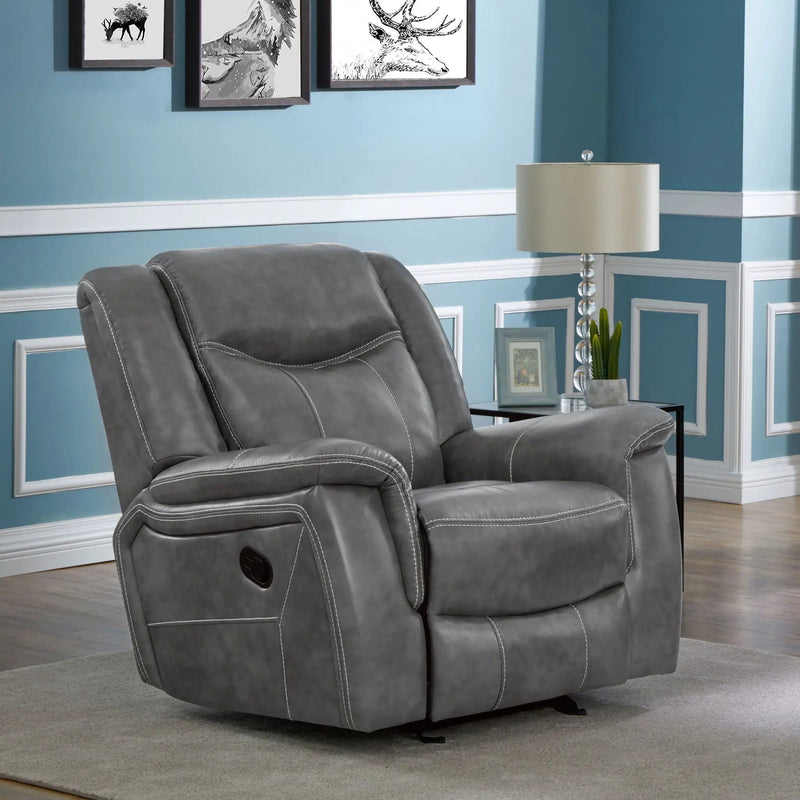 Encino - Upholstered Padded Arm Glider Recliner - Gray by Unique Piece Furniture