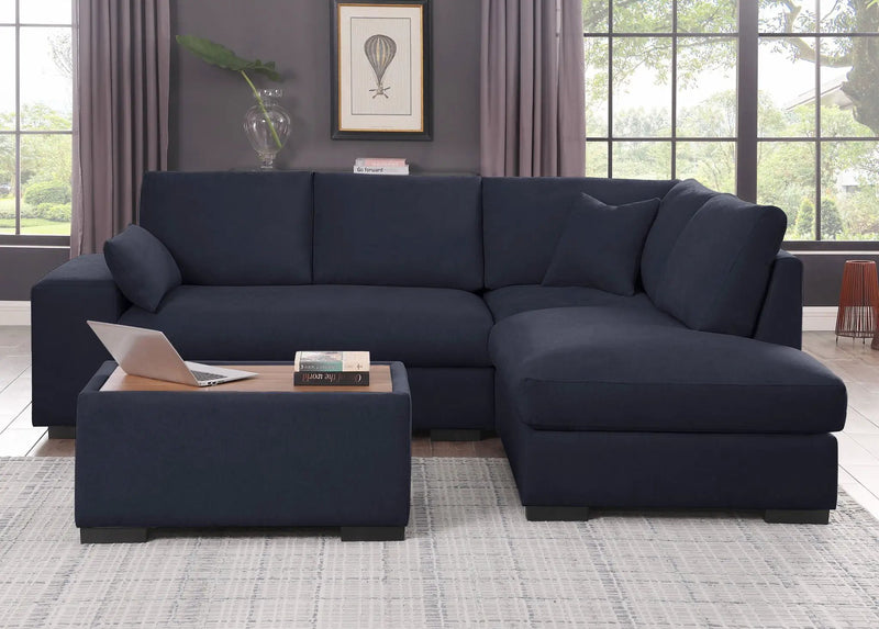 Joshua - 100" Sectional Sofa with Right Facing Chaise and Console Ottoman by HouseOfZazla