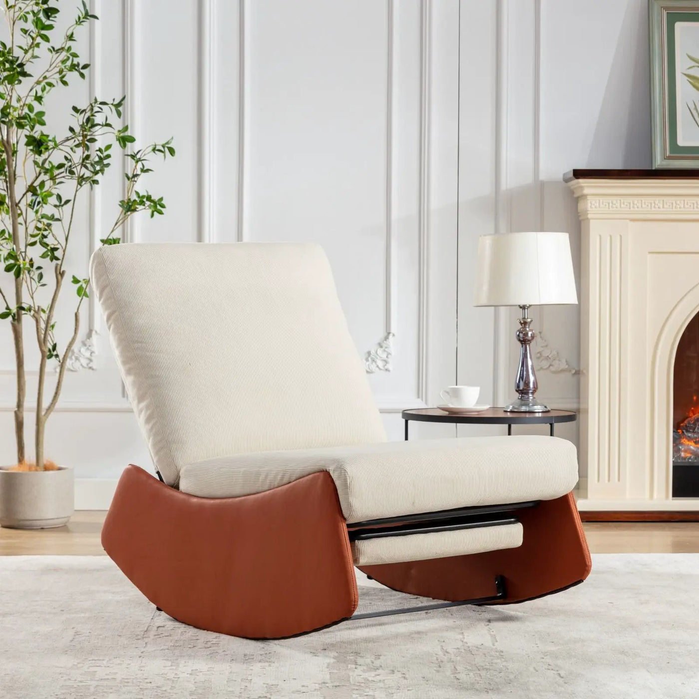Modern Rocking Chair Recliner, Comfy Rocker Nursery Chair With Footrest, Accent Reading Chair, Upholstered Lounge Chair For Relaxing, Resting, Soft Padded Rocker For Indoor Living Room Bedroom by Unique Piece Furniture