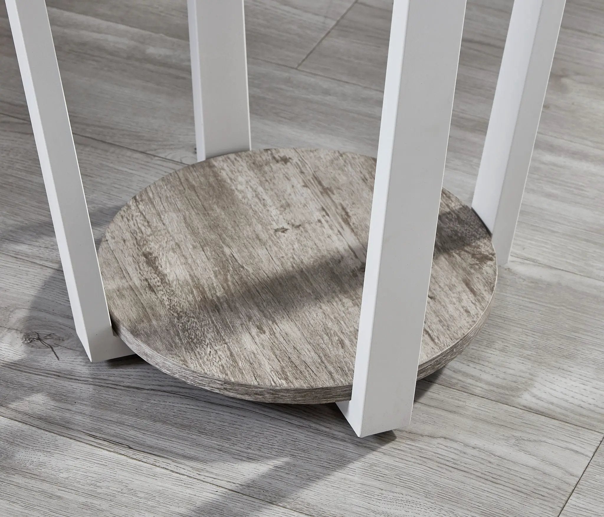 Elysian - Contemporary Round End Table With Shelf - Gray