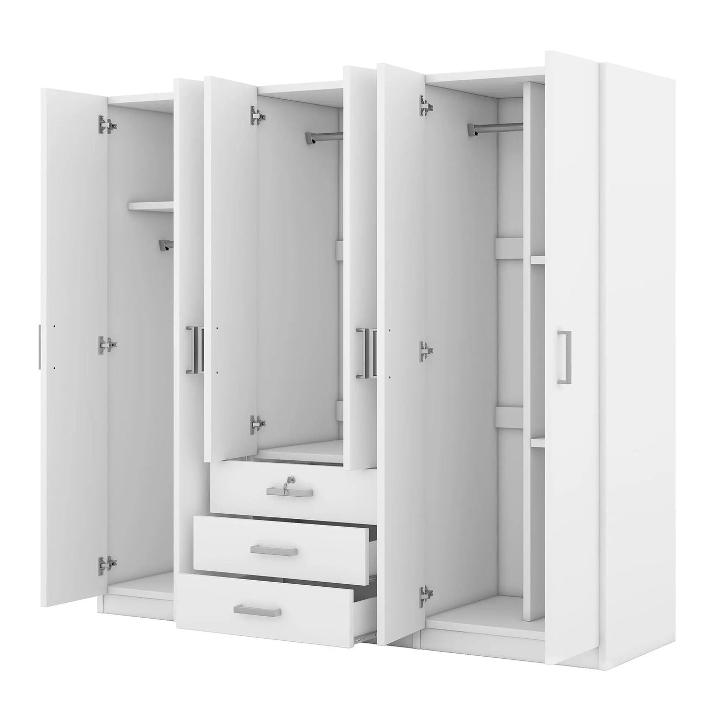 6 Doors Wardrobe Storage For Bedroom, With Big Drawers by Unique Piece Furniture