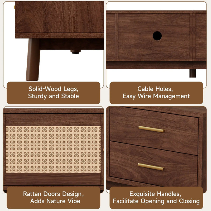 70" TV Stand With Doors For TVs Up To 80", Media Console With 4 Drawers & Cable Holes - Dark Brown by Unique Piece Furniture