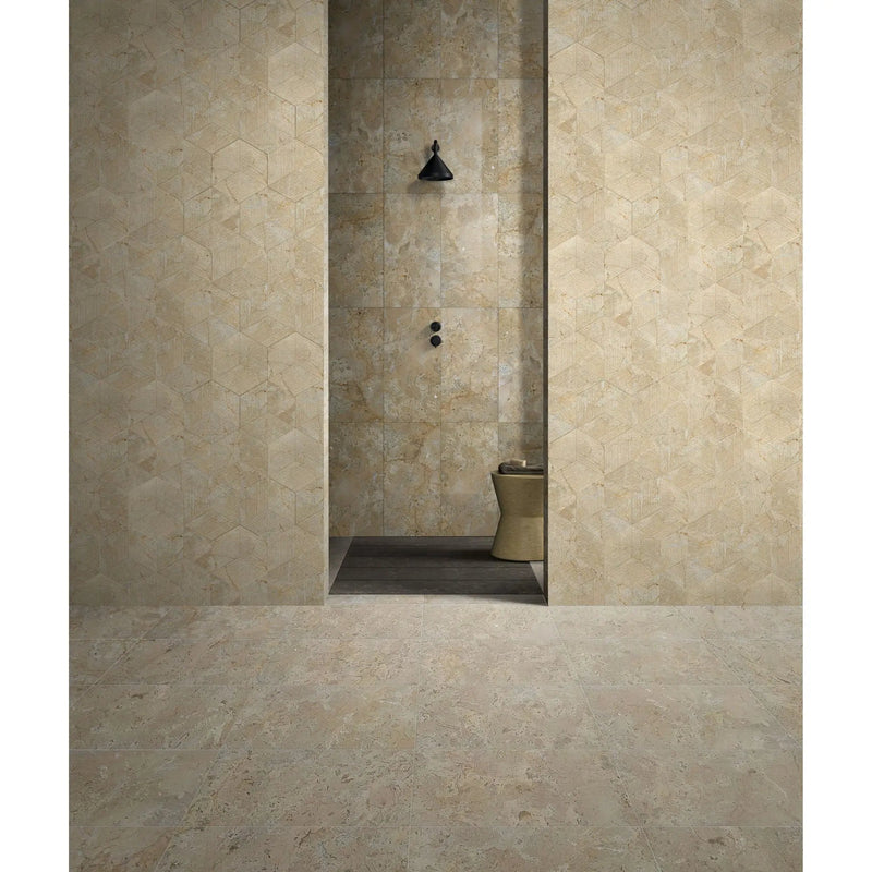 Marble Tile For Floor And Wall Honed 12 x 24" Stone (Set of 4) - Beige / Gold by HouseOfZazla