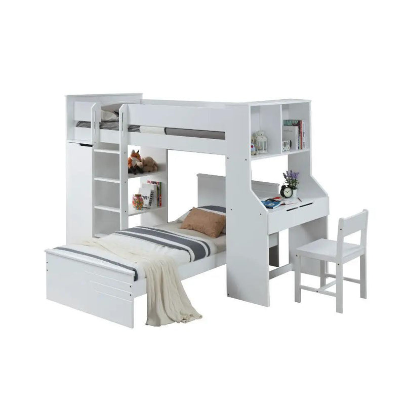 Ragna - Twin Loft Bed With Desk & Wardrobe - White by Unique Piece Furniture