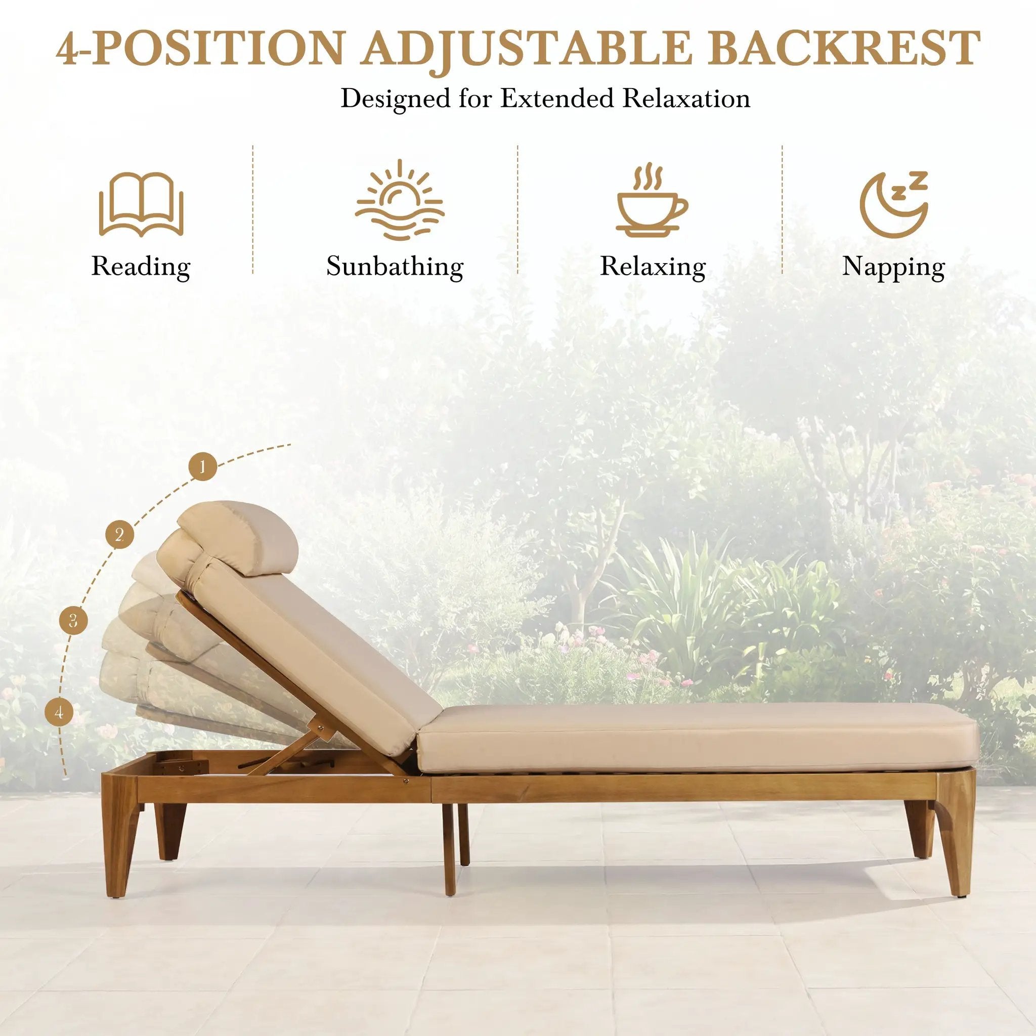 TOPMAX Acacia Wood Chaise Lounge Set of 2 by HouseOfZazla