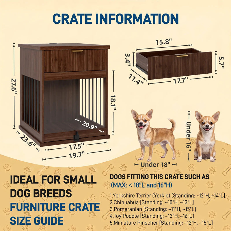 Dog Crate End Table with Charging Station and Storage by HouseOfZazla