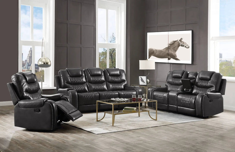 Braylon - Magnetite Synthetic Leather Manual Recliner Sofa - Brown by HouseOfZazla
