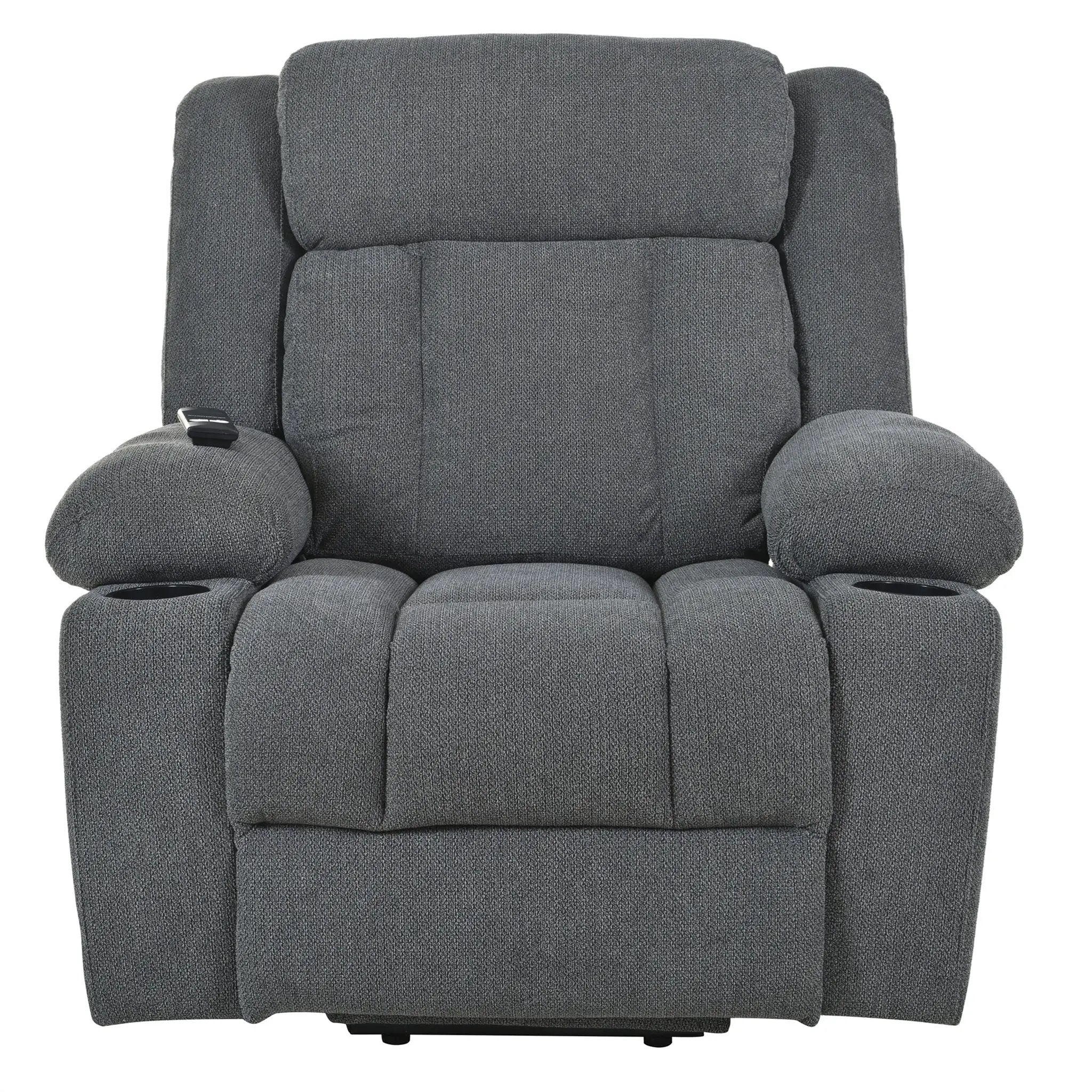 Power Lift Recliner Chair With Extended Footrest, Remote Control, Cup Holders, And Side Pockets by HouseOfZazla