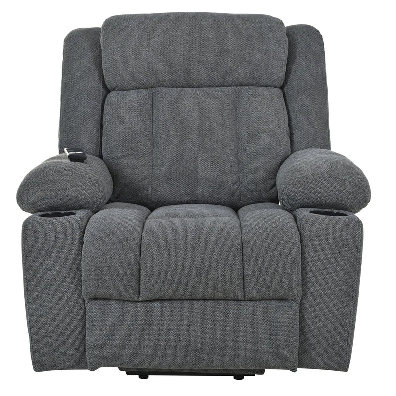 Power Lift Recliner Chair With Extended Footrest, Remote Control, Cup Holders, And Side Pockets by HouseOfZazla