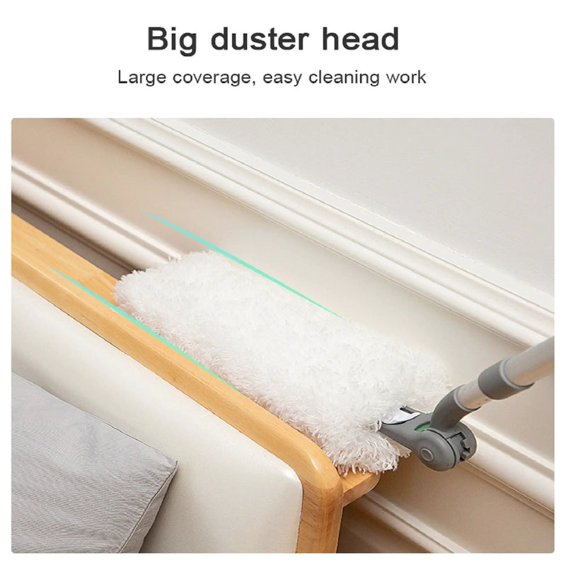 Long Handle Duster With Extension Bar, Home Dust Collector - White by HouseOfZazla