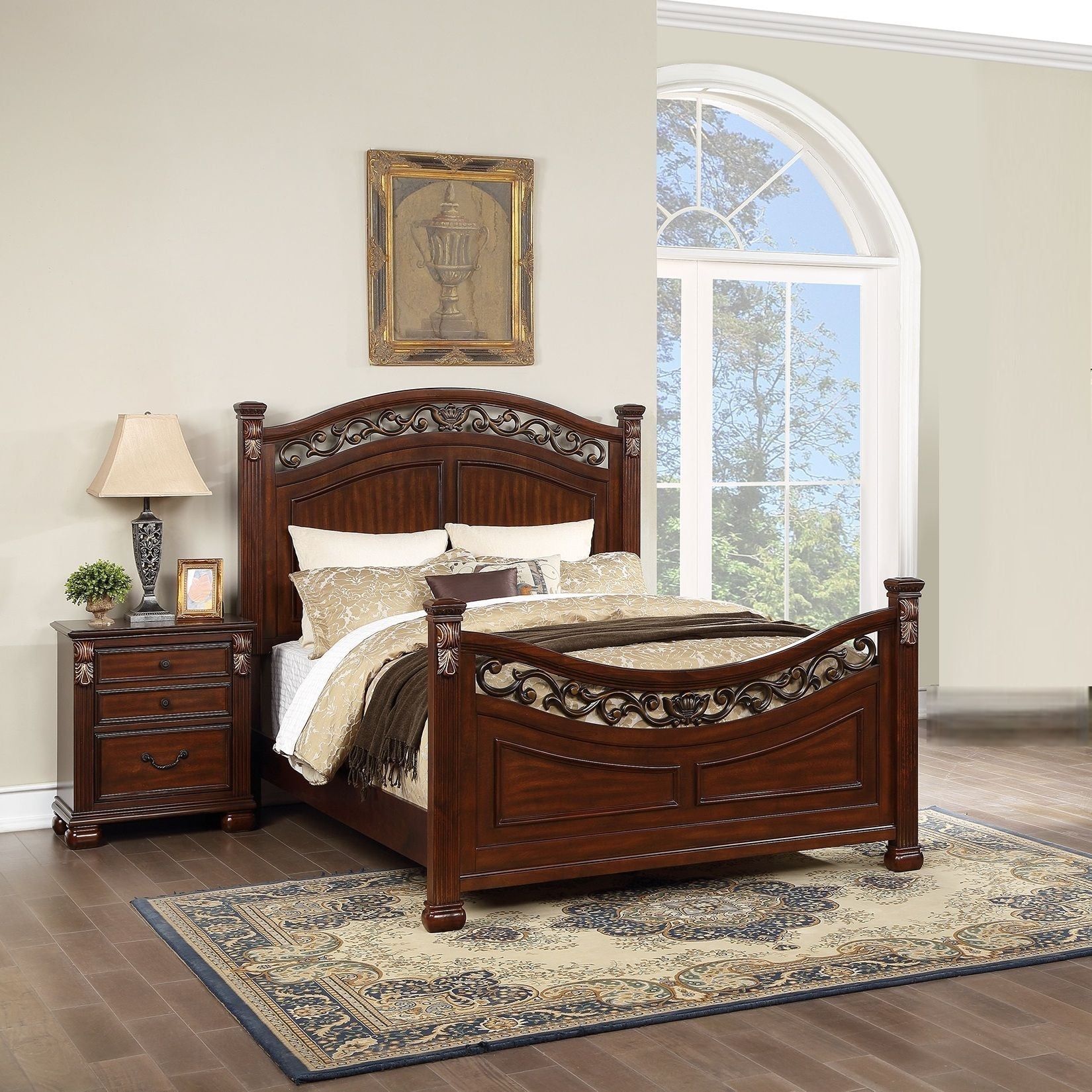 3 Piece Bedroom Set, Elegant Panel Bed With 2 Nightstands by HouseOfZazla