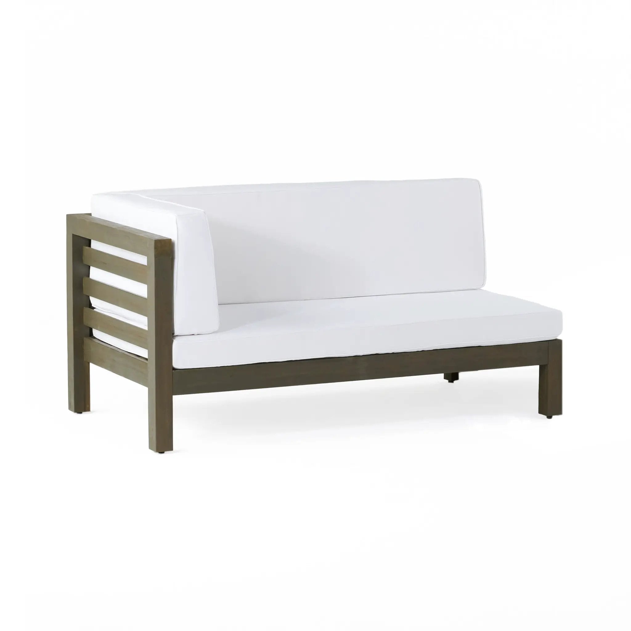 OANA Outdoor Wooden Sectional Set with Cushions, White by HouseOfZazla