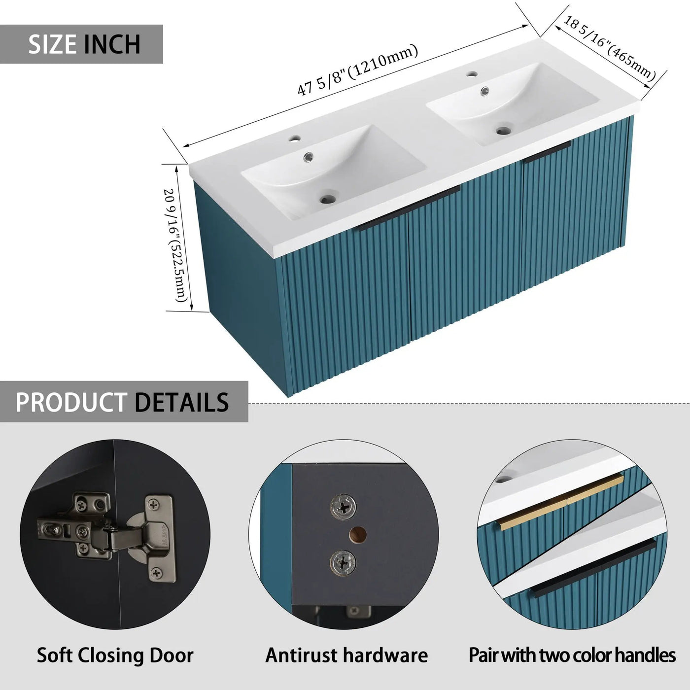 Contemporary Wall Mounted Bathroom Vanity With Resin Double Sink by Unique Piece Furniture