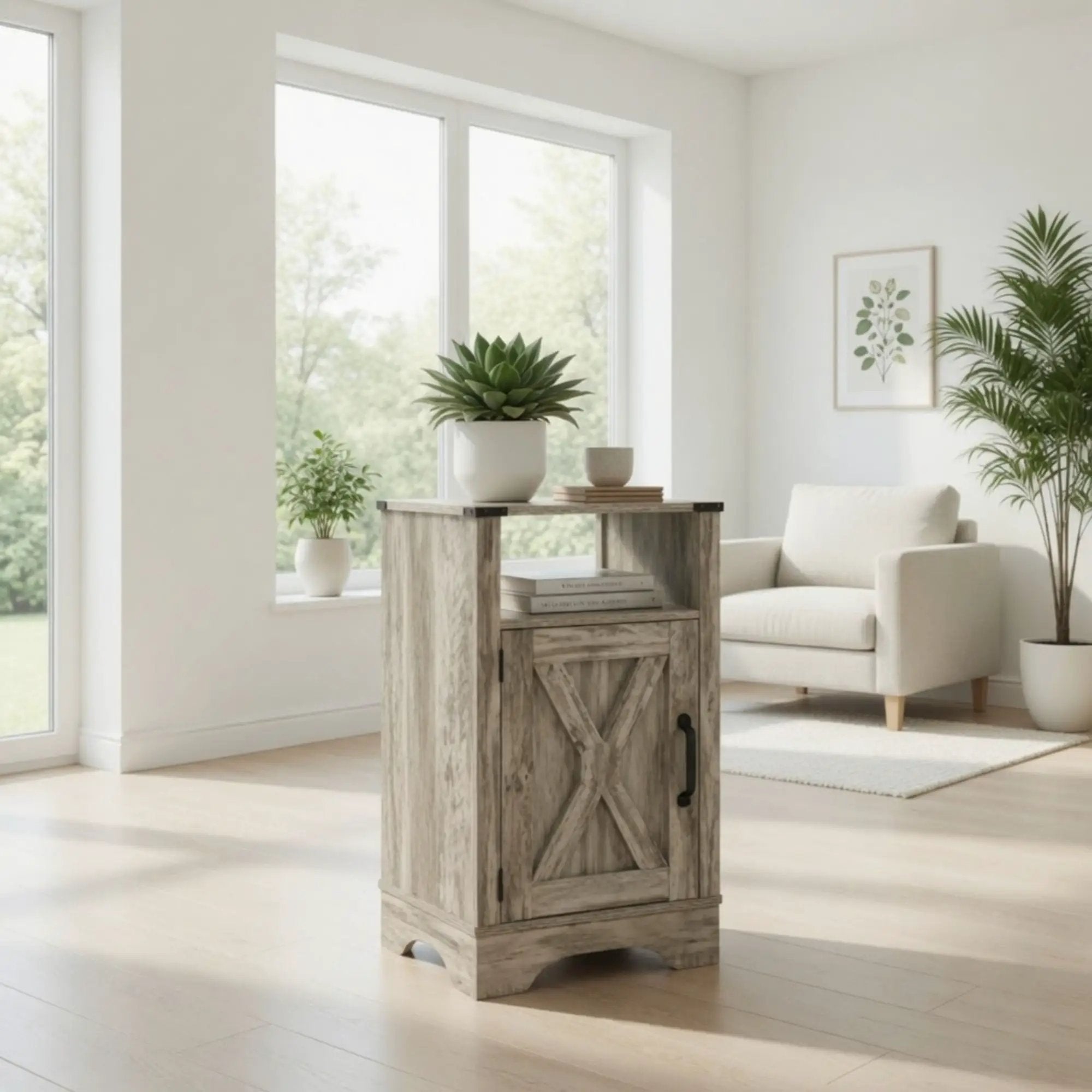 Farmhouse Nightstand, Charging Station & Storage by HouseOfZazla