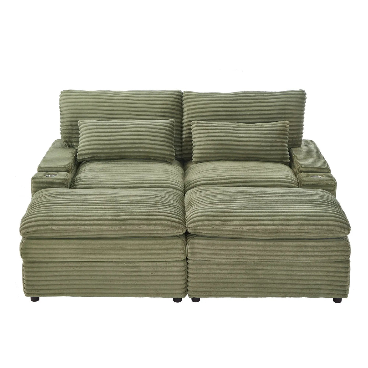 Convertible Loveseat Sofa With Storage, USB Ports, Cup Holders by Unique Piece Furniture