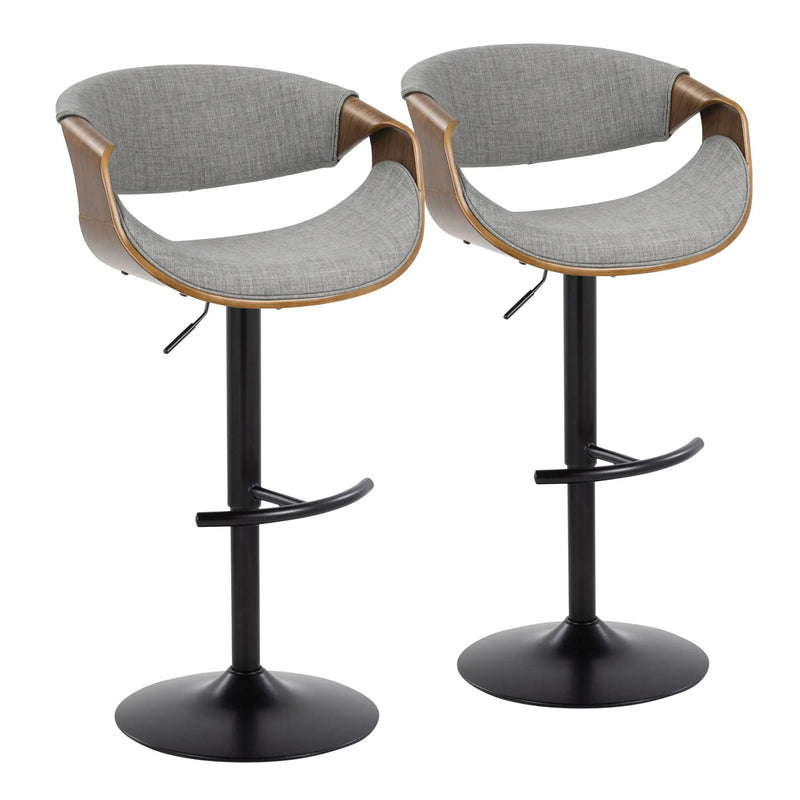 Curvo - Mid Century Modern Adjustable Barstool With Swivel & Rounded T Footrest (Set of 2) by Unique Piece Furniture