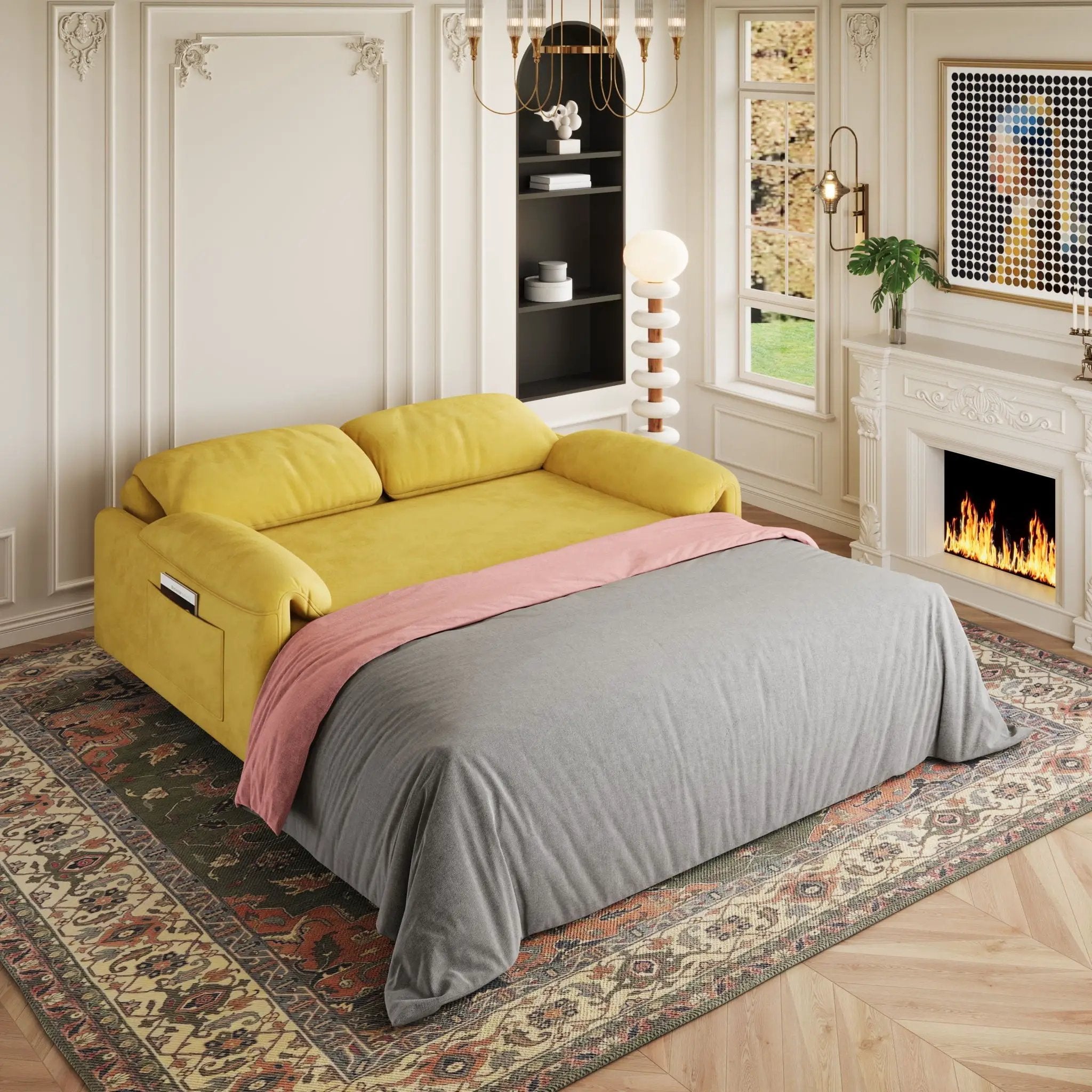 Sofa, Dual Purpose Lounge With Retractable Queen Size Bed by Unique Piece Furniture