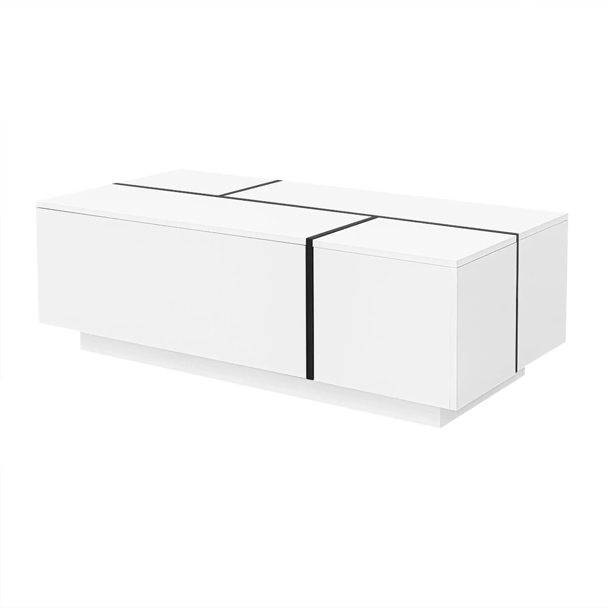 Extendable Coffee Table With 2 Hidden Storage Space And 2 Drawers For Living Room