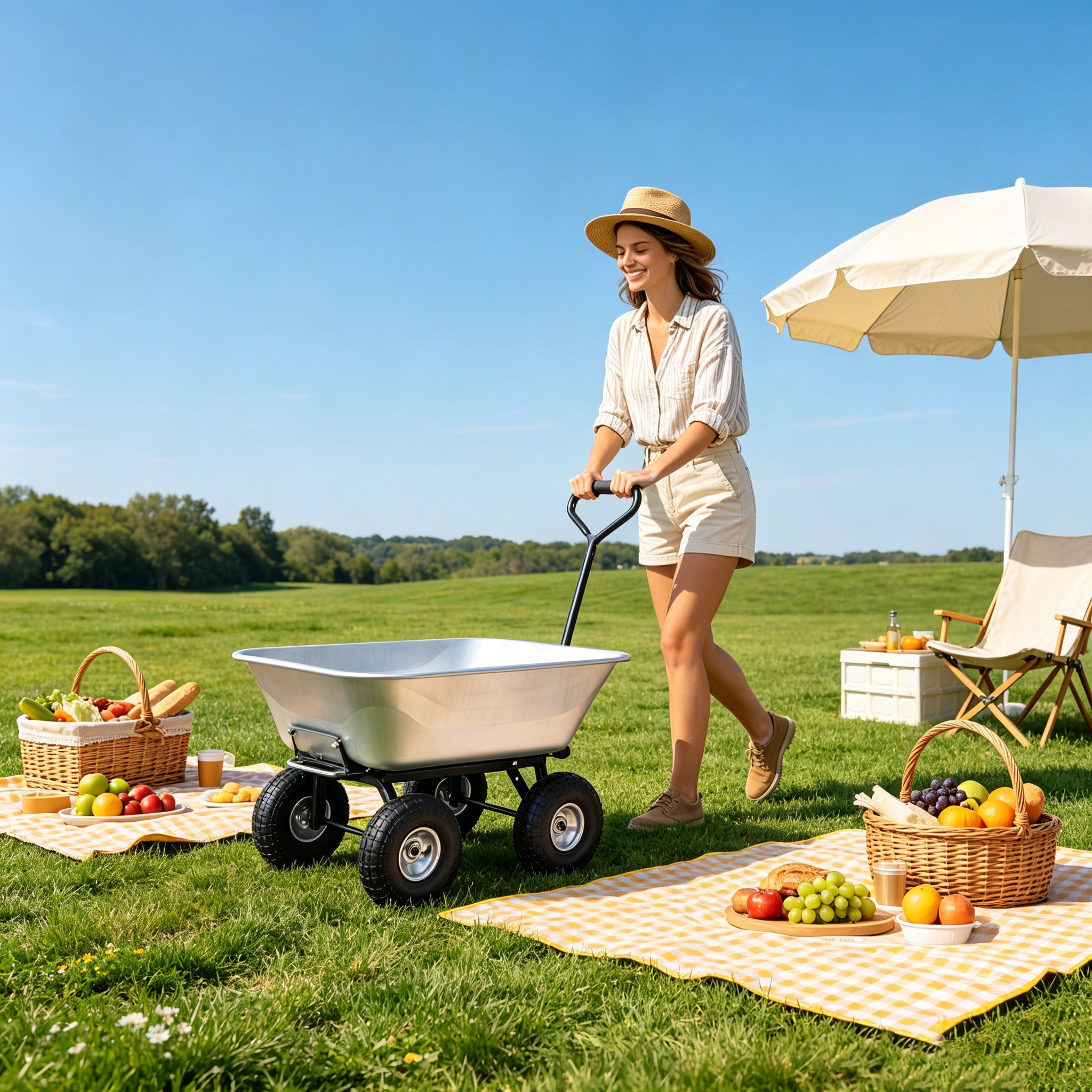 Folding Poly Garden Dump Truck with Steel Frame and Pneumatic Tires by HouseOfZazla