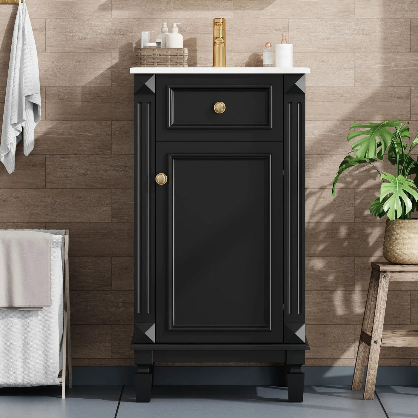 Bathroom Vanity With Sink, Soft-Closing Door, Adjustable Shelf by Unique Piece Furniture