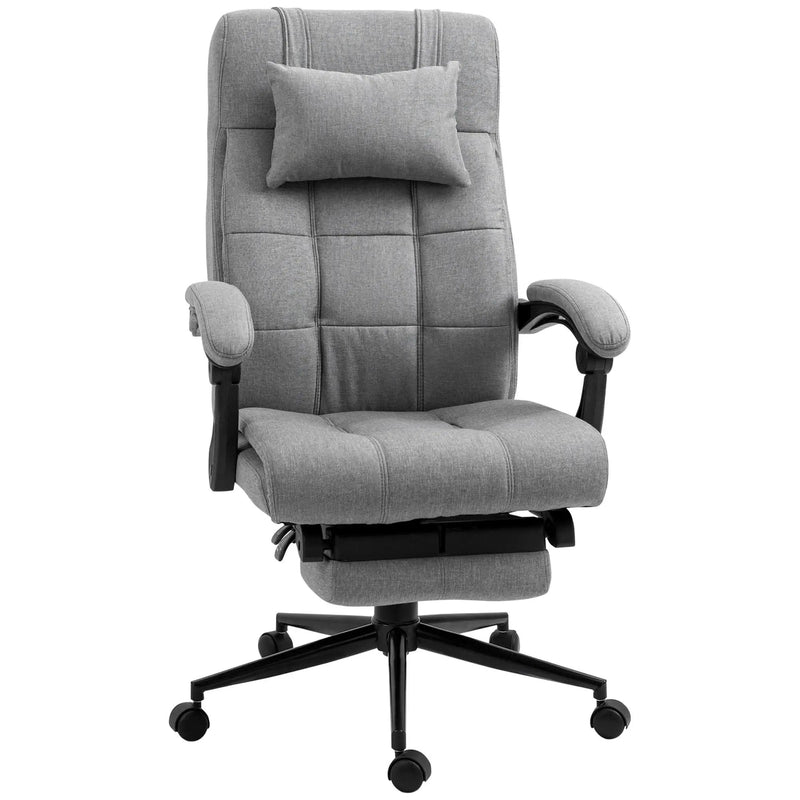 Vinsetto - Executive Linen-Feel Fabric Office Chair High Back Swivel Task Chair With Adjustable Height Upholstered Retractable Footrest, Headrest And Padded Armrest - Light Gray by HouseOfZazla