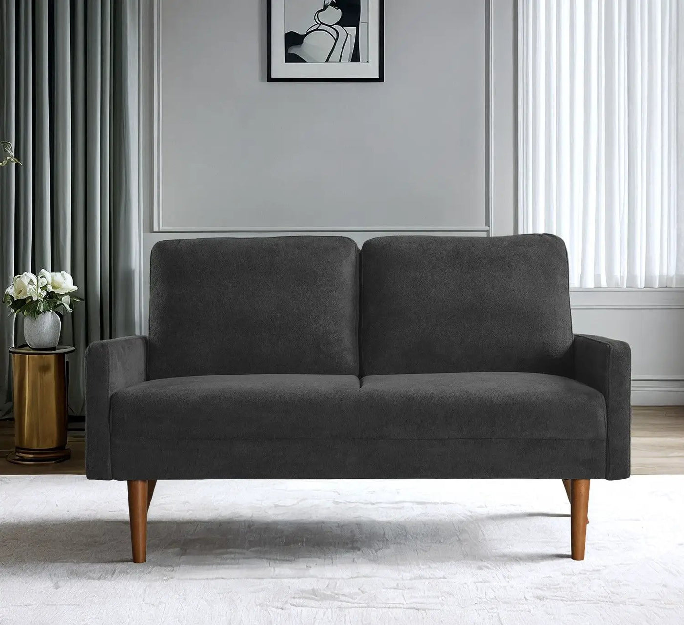 Loveseat Sofa, European Style With Sleek Design, Modern & Vintage Flair, Upholstered 2 Seater Couch by Unique Piece Furniture