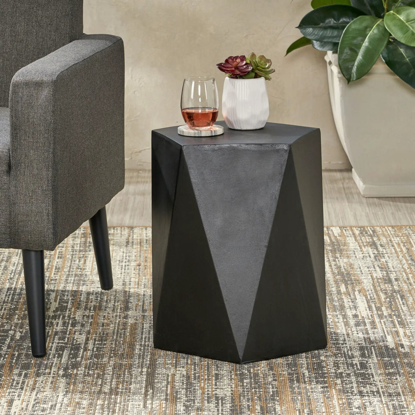 Side Table With Geometric Design by Unique Piece Furniture