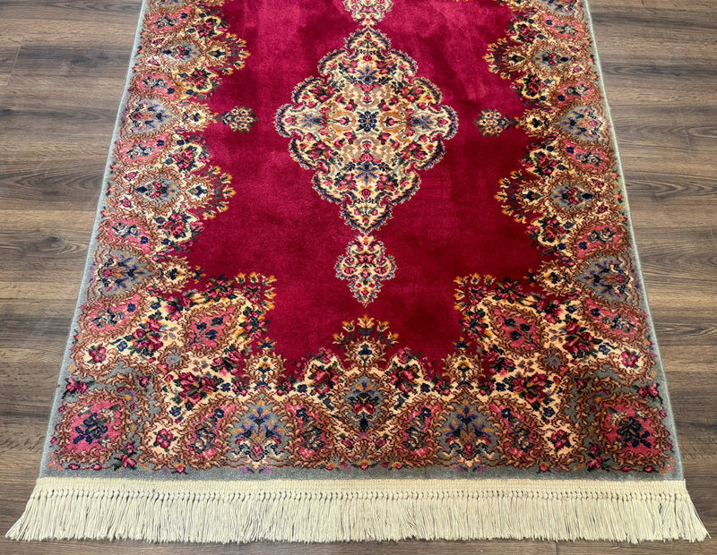 Karastan Rug 4x6 Red Medallion Kirman #762, Wool Vintage Original 700 Series by Jewel Rugs