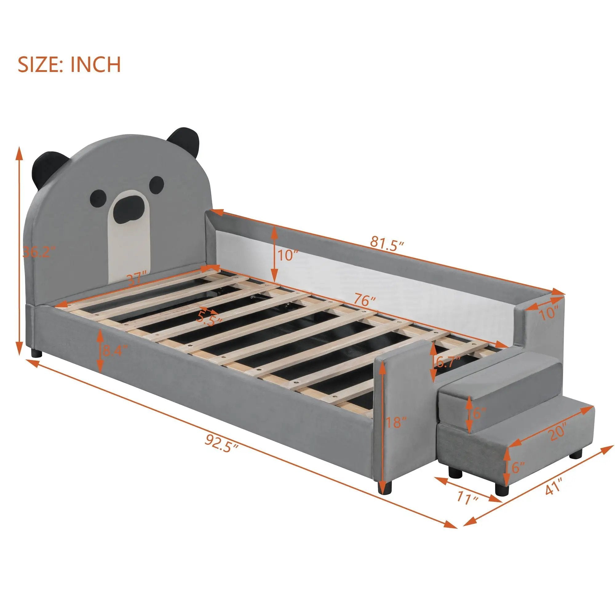 Upholstered Daybed With Bear Shaped Headboard, Hydraulic System And Breathable Fence by Unique Piece Furniture