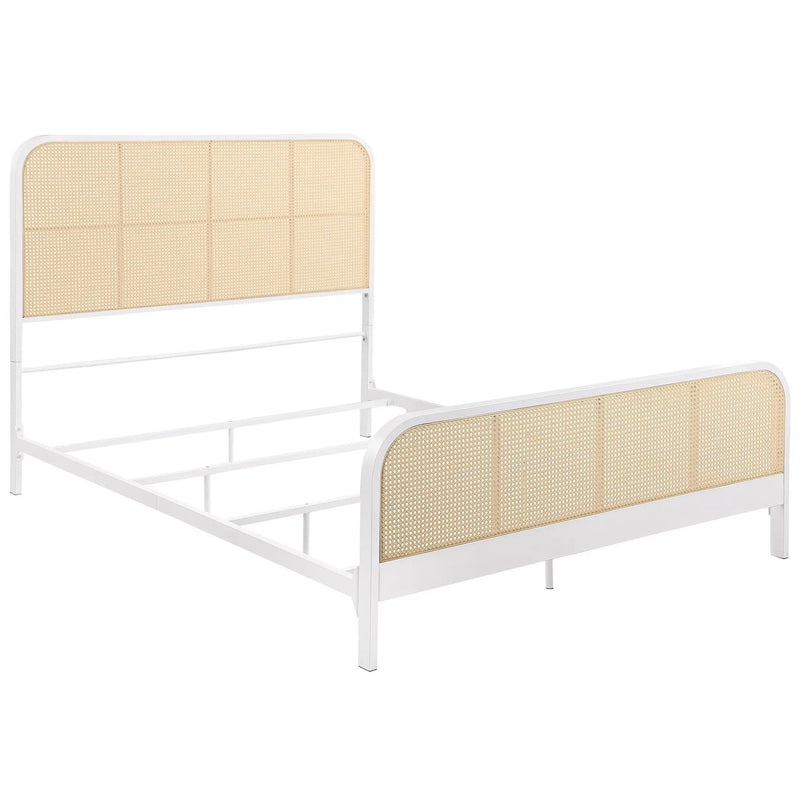 Lanewood Open Cane Webbing Metal Queen Bed White by Unique Piece Furniture