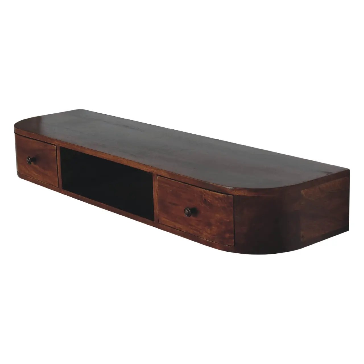 Solid Wood Lunar 2-Drawer Floating Console, 1 Open-slot by HouseOfZazla
