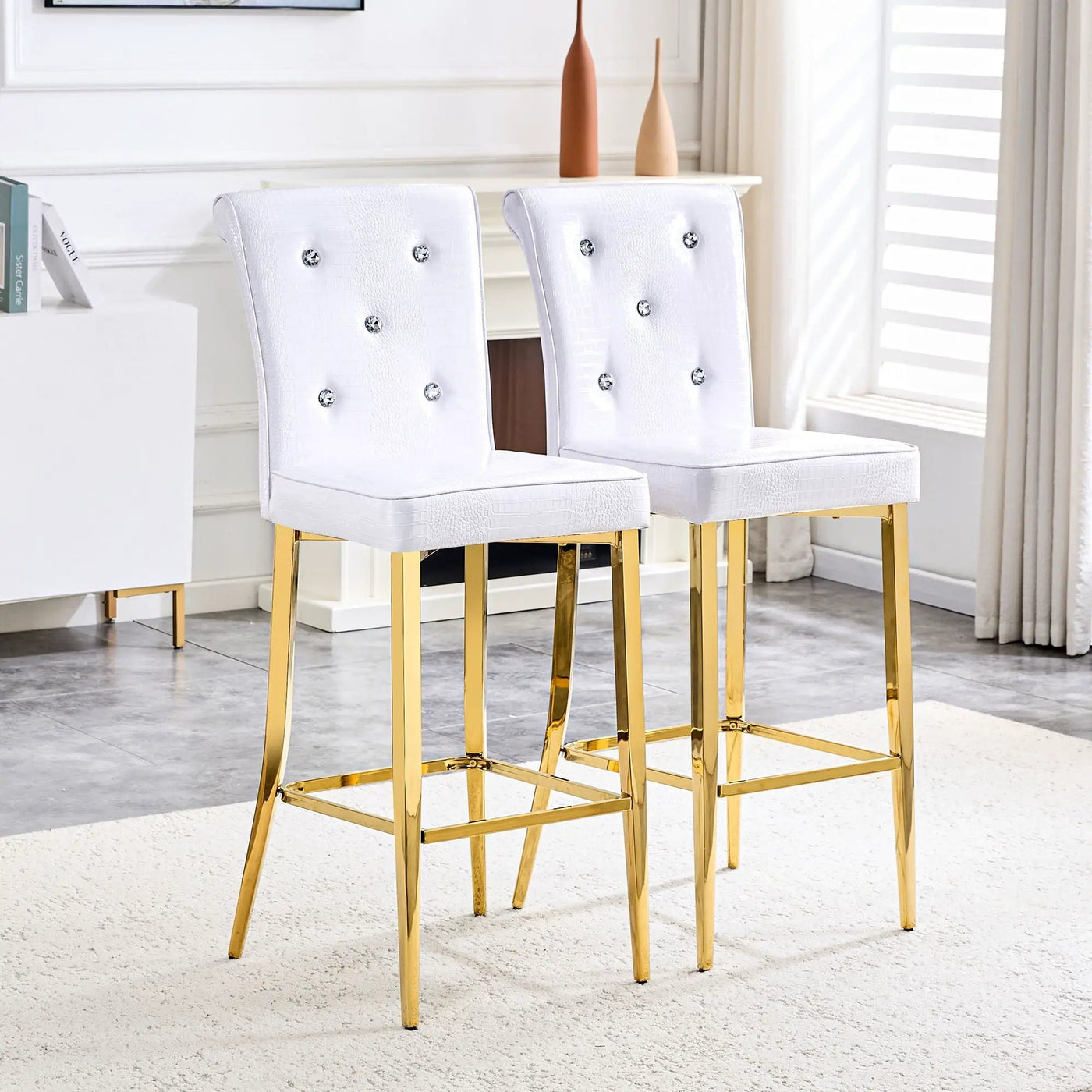 Bar Chairs With Crystal Clasp Design (Set of 2) by Unique Piece Furniture