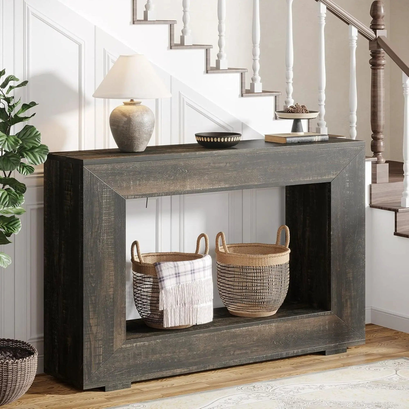 Narrow Entryway Storage Console Table With Open Shelf by HouseOfZazla