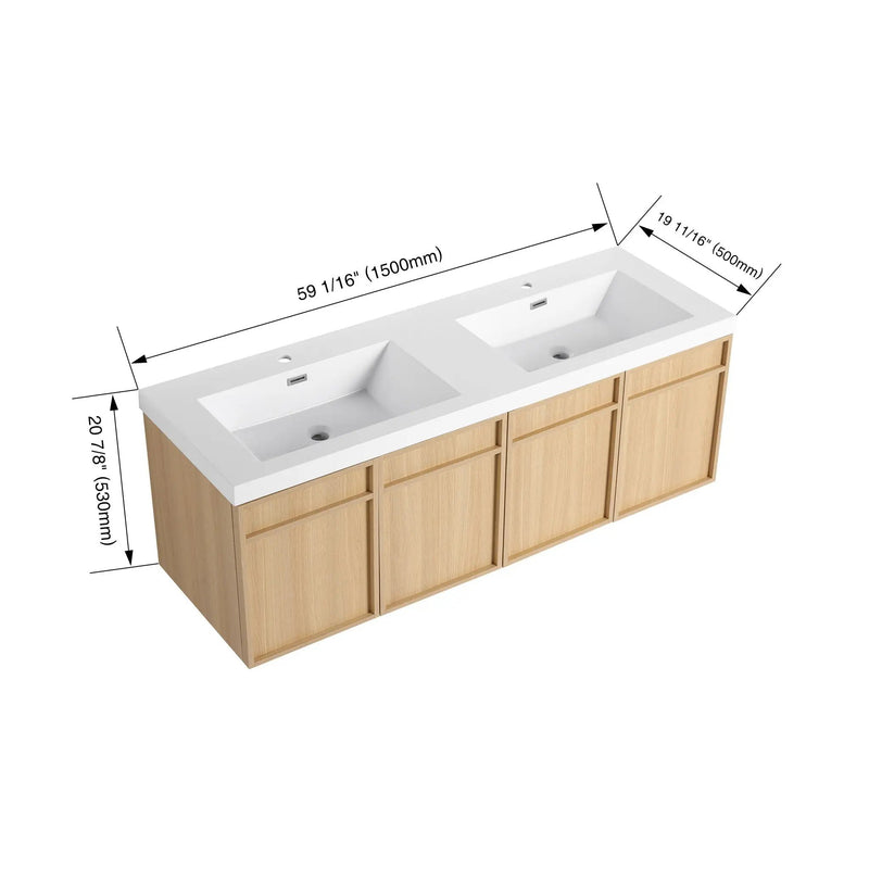 Wall-Mounted Bathroom Vanity With Resin Sink And Soft Closing Doors by Unique Piece Furniture