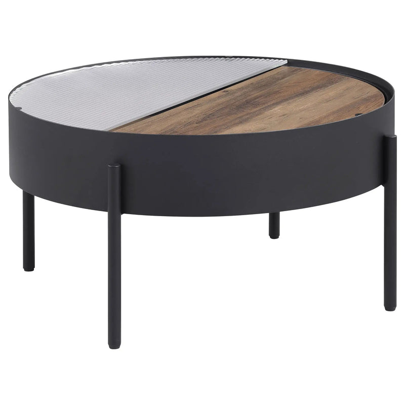 Ozella 3-piece Round Coffee and End Table Set Sandy Black by Unique Piece Furniture