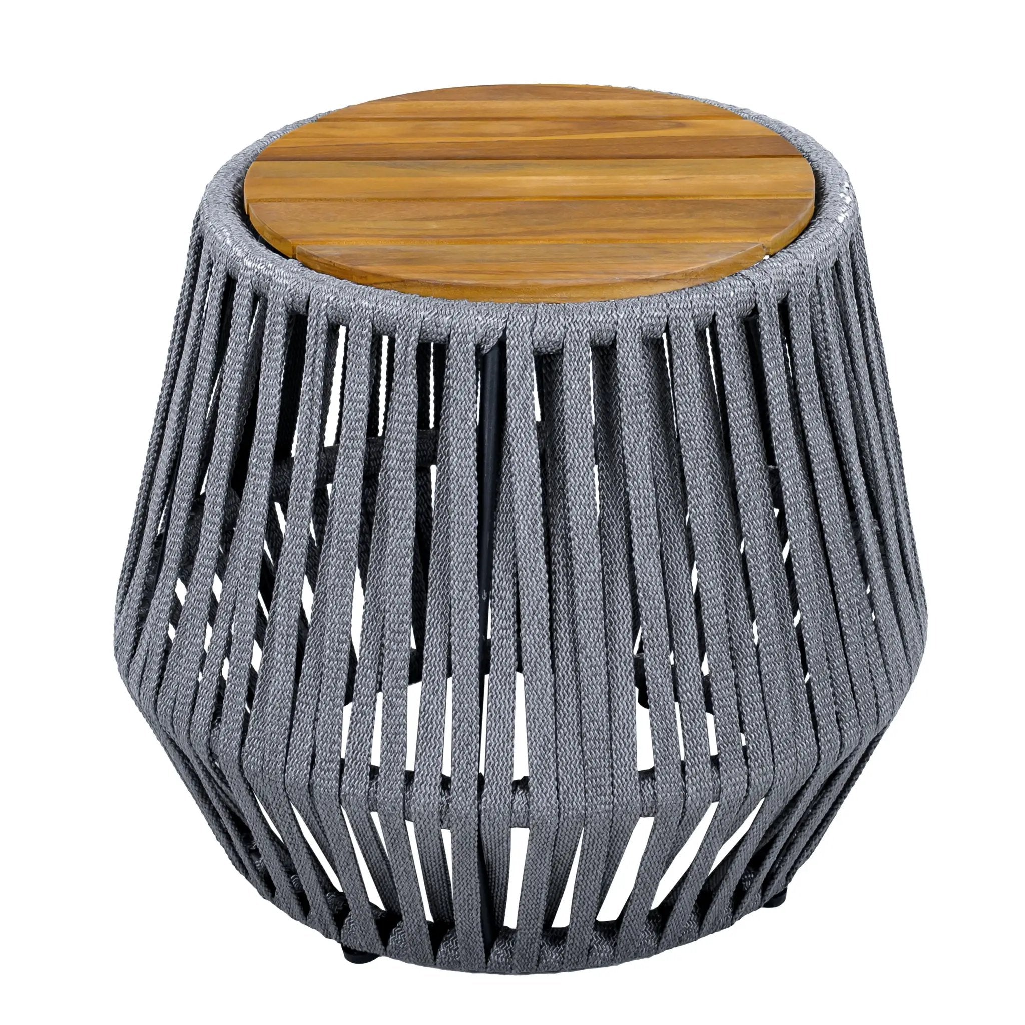 Outdoor Side Table with Rope and Acacia Wood by HouseOfZazla