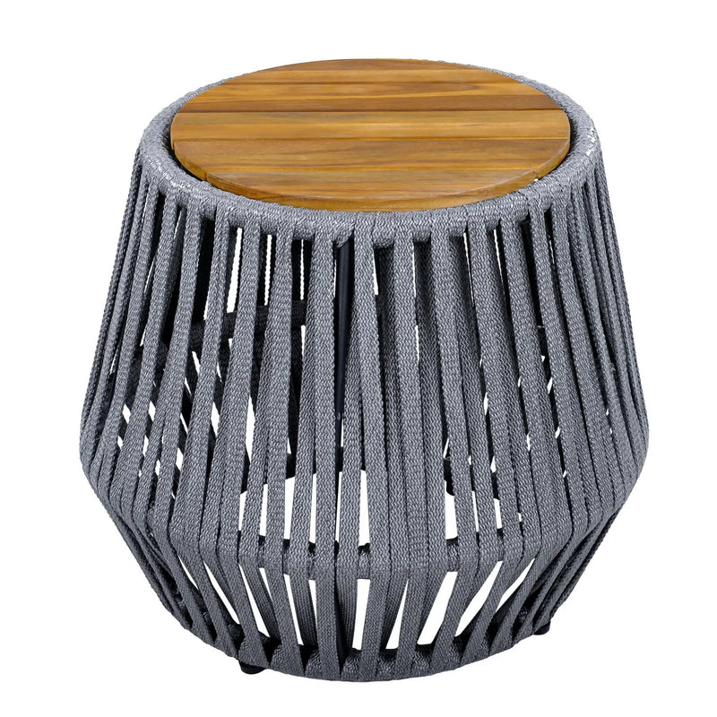 Outdoor Side Table with Rope and Acacia Wood by HouseOfZazla