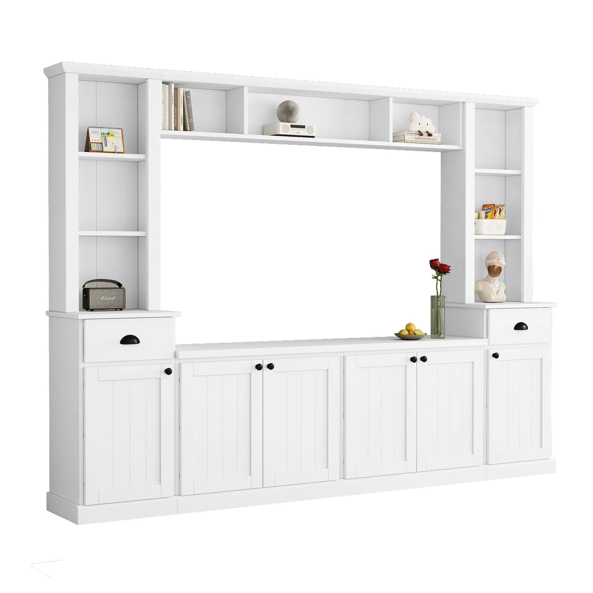 Minimalist Entertainment Wall Unit Set With Bridge For TVs Up To 75" by HouseOfZazla