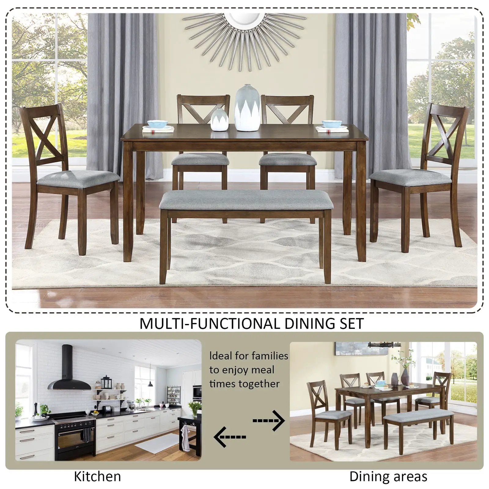 Kitchen Dining Set, Rectangular Dining Table by Unique Piece Furniture