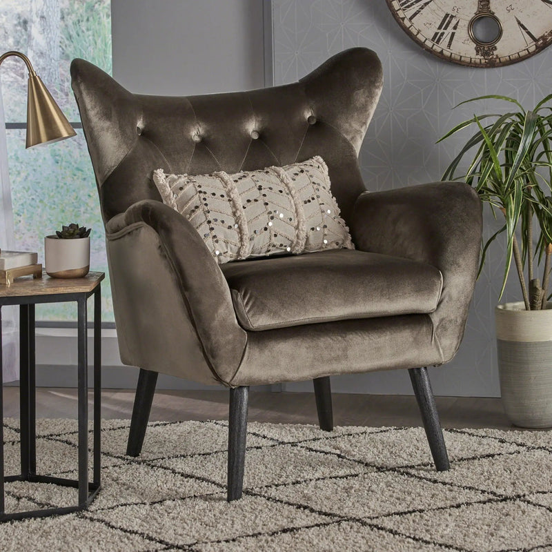 Alyssa Mid Century Upholstered Arm Chair With Wingback Design by HouseOfZazla