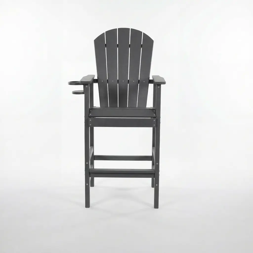 HDPE Bar Height Adirondack Chair with Cup Holder - Gray by HouseOfZazla